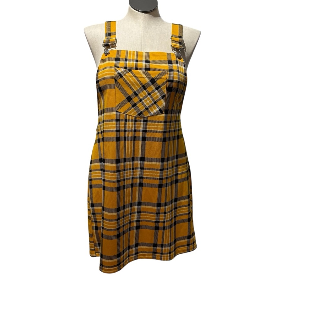 Jolie & Joy  Plaid Tartan Jumper Overall Mini Dress Adjustable Women 1X Clueless